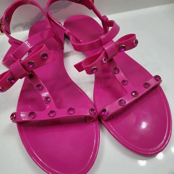 Kate Spade Savannah Hot Pink Rhinestone Jelly Sandals - Picture 6 of 12